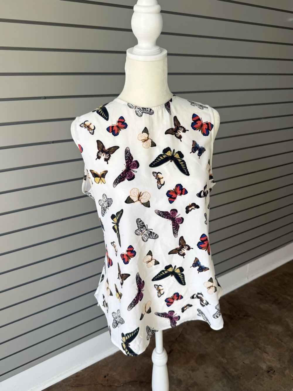 Equipment White Sleeveless Butterfly Print Camisole